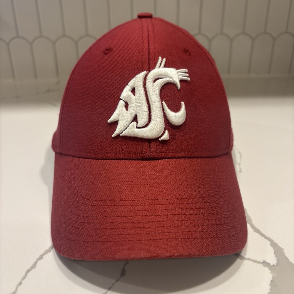 Vintage Nike Team WSU Cougars Stretch Fitted Hat OSFM Cap Cotton Red Crimson Y2K